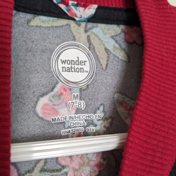 Wonder Nation Floral Print Quilted Sleeve Jacket Girls size Medium - Picture 5 of 6